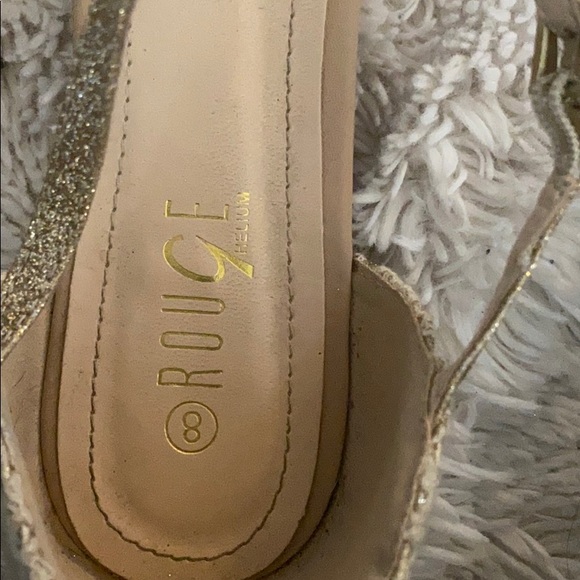 Gold/cream sparkle lace strappy pointy flats 8 - Picture 5 of 6